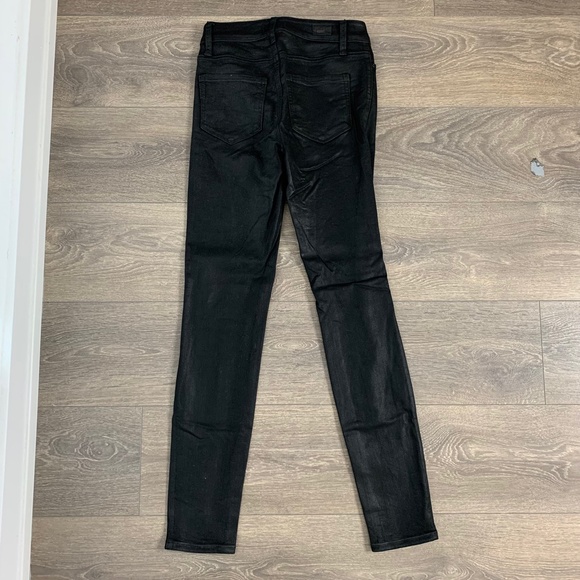 Paige Hoxton Ultra Skinny Jeans Button Fly Black Fog Luxe Coating High Waist - Picture 14 of 15